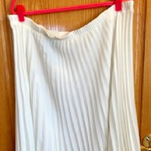Bob Mackie Wearable Art White Chiffon Elastic-Waist Pleated Skirt Sz: XL - Picture 1 of 5